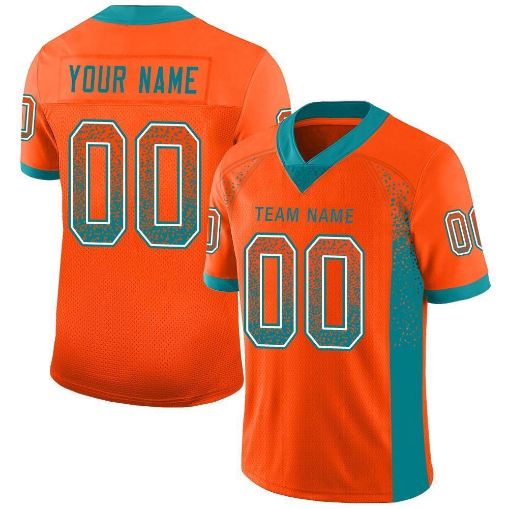 Custom Orange Aqua-White Drift Fashion Football Jersey photo 1