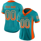 Custom Aqua Orange-White Drift Fashion Football Jersey photo 3