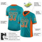 Custom Aqua Orange-White Drift Fashion Football Jersey photo 4