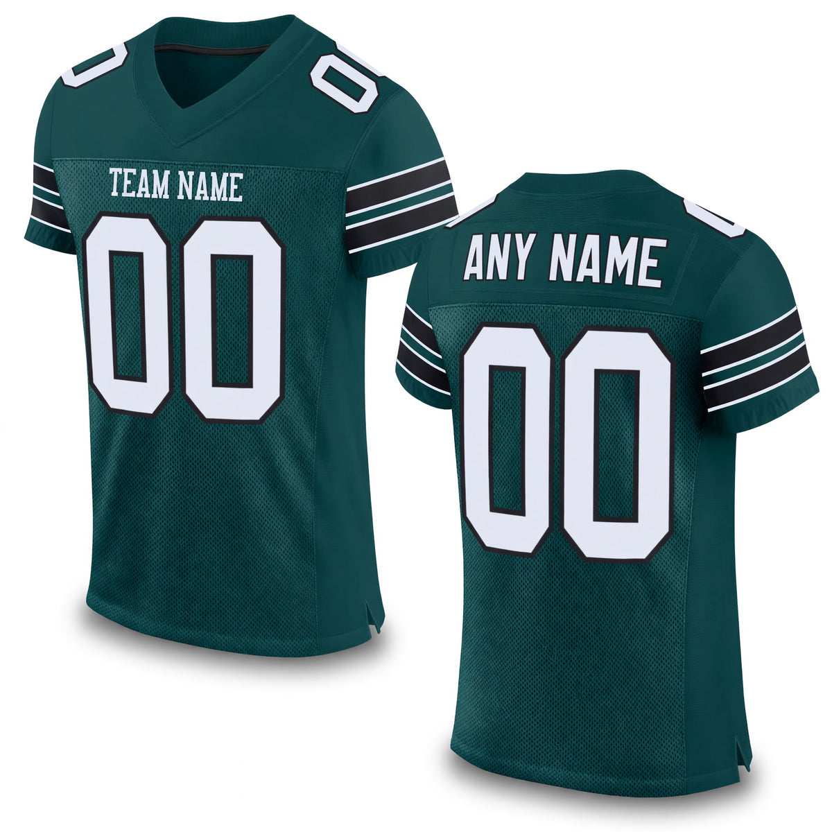 Custom Midnight Green White-Black Mesh Authentic Football Jersey