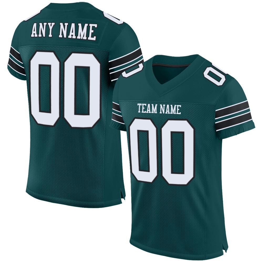 Custom Midnight Green White-Black Mesh Authentic Football Jersey photo 1