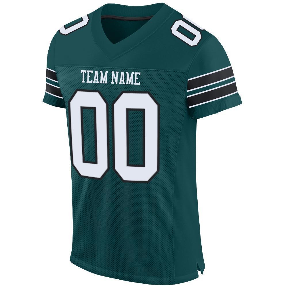 Custom Midnight Green White-Black Mesh Authentic Football Jersey photo 2