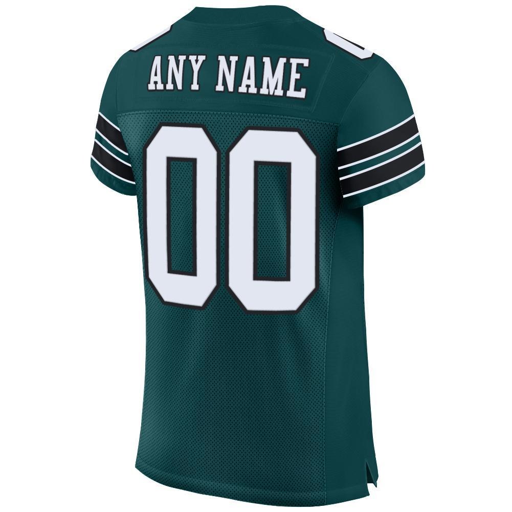 Custom Midnight Green White-Black Mesh Authentic Football Jersey photo 3