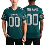 Custom Midnight Green Light Gray-Black Mesh Authentic Football Jersey worn front and back