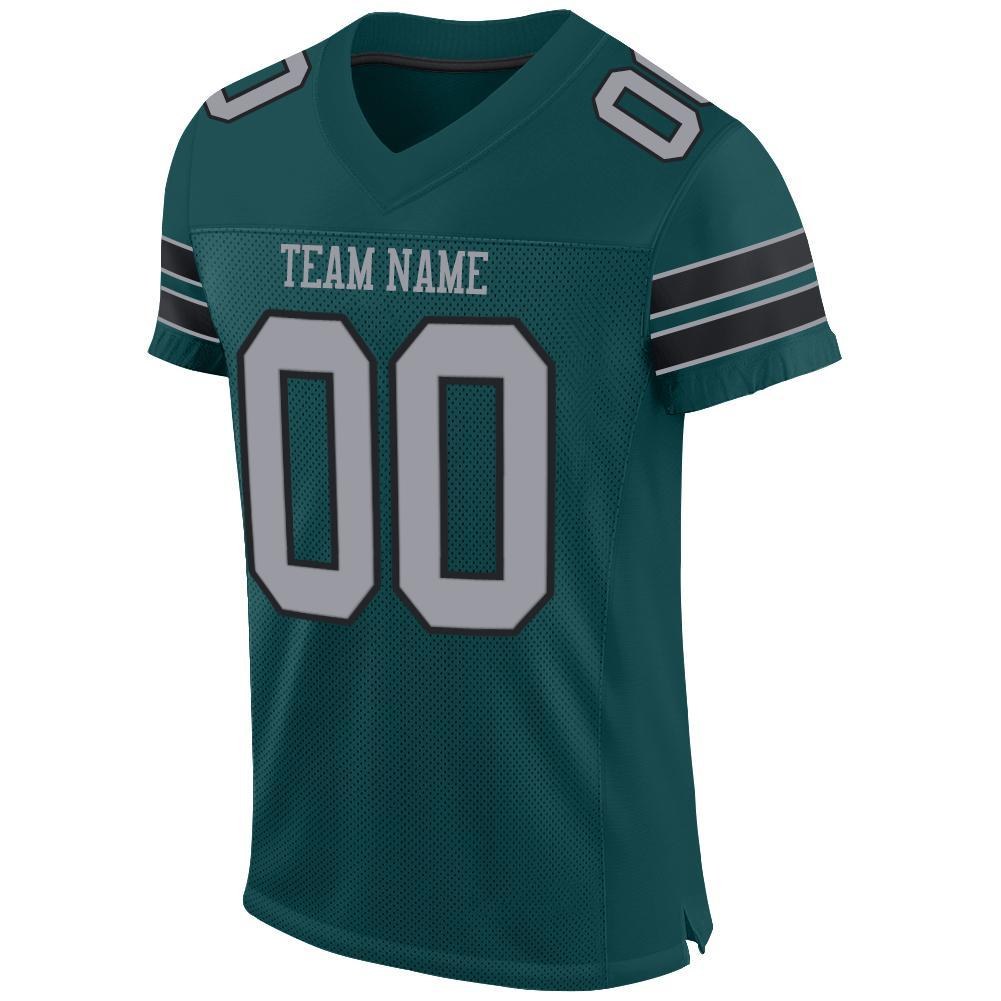 Custom Midnight Green Light Gray-Black Mesh Authentic Football Jersey photo 2