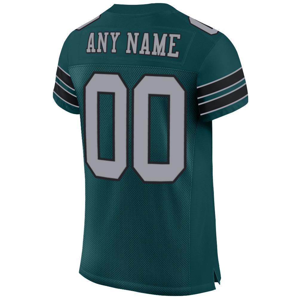 Custom Midnight Green Light Gray-Black Mesh Authentic Football Jersey photo 3