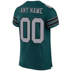 Custom Midnight Green Light Gray-Black Mesh Authentic Football Jersey photo 3