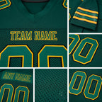 Custom Midnight Green Gold-Black Mesh Authentic Football Jersey detail