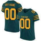 Custom Midnight Green Gold-Black Mesh Authentic Football Jersey photo 1