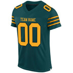 Custom Midnight Green Gold-Black Mesh Authentic Football Jersey photo 2