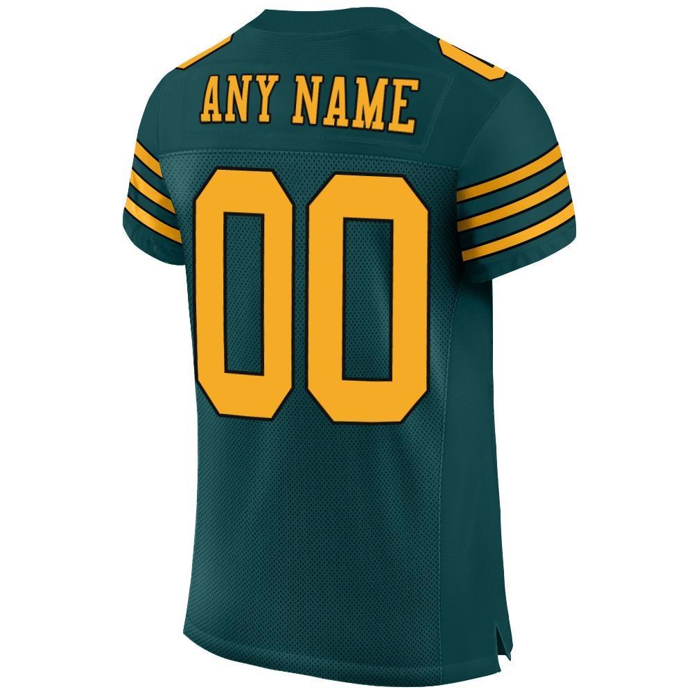 Custom Midnight Green Gold-Black Mesh Authentic Football Jersey photo 3