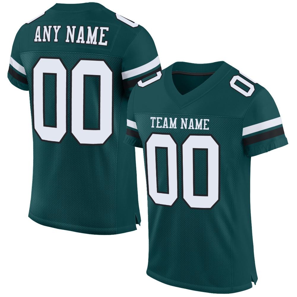 Custom Midnight Green White-Black Mesh Authentic Football Jersey photo 1