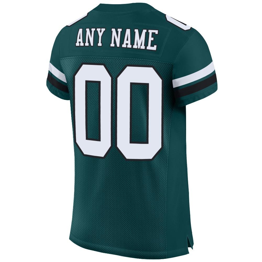 Custom Midnight Green White-Black Mesh Authentic Football Jersey photo 3