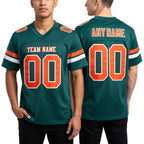 Custom Midnight Green Orange-White Mesh Authentic Football Jersey worn front and back