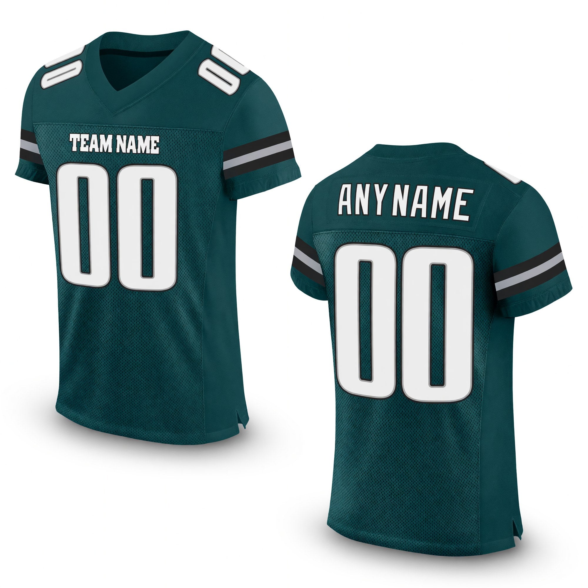Custom Midnight Green White-Gray Mesh Authentic Football Jersey