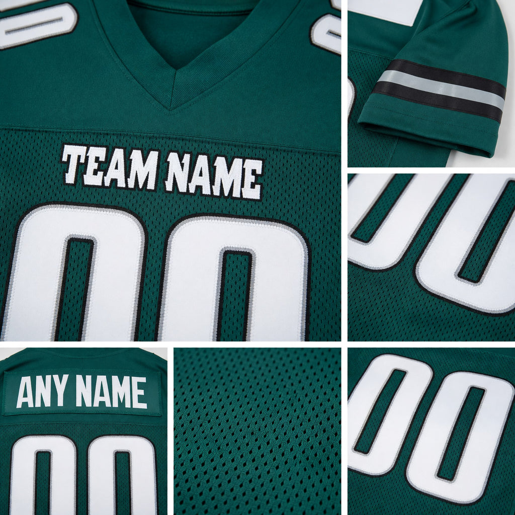 Custom Midnight Green White-Gray Mesh Authentic Football Jersey detail