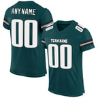 Custom Midnight Green White-Gray Mesh Authentic Football Jersey photo 1