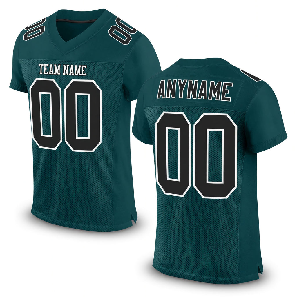 Custom Midnight Green Black-White Mesh Authentic Football Jersey
