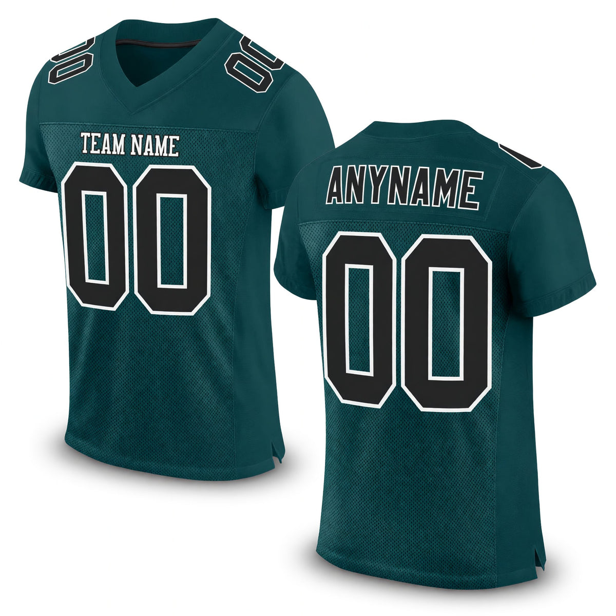 Custom Midnight Green Black-White Mesh Authentic Football Jersey