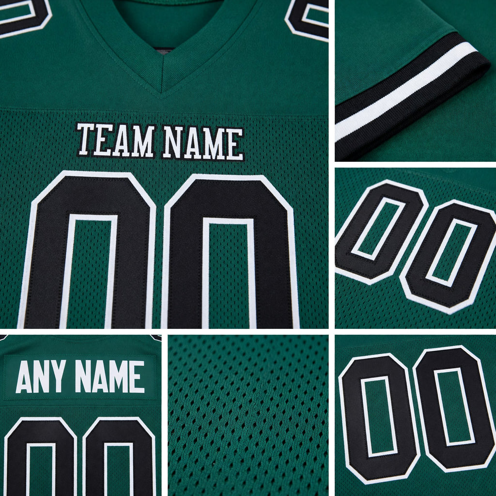 Custom Midnight Green Black-White Mesh Authentic Football Jersey detail