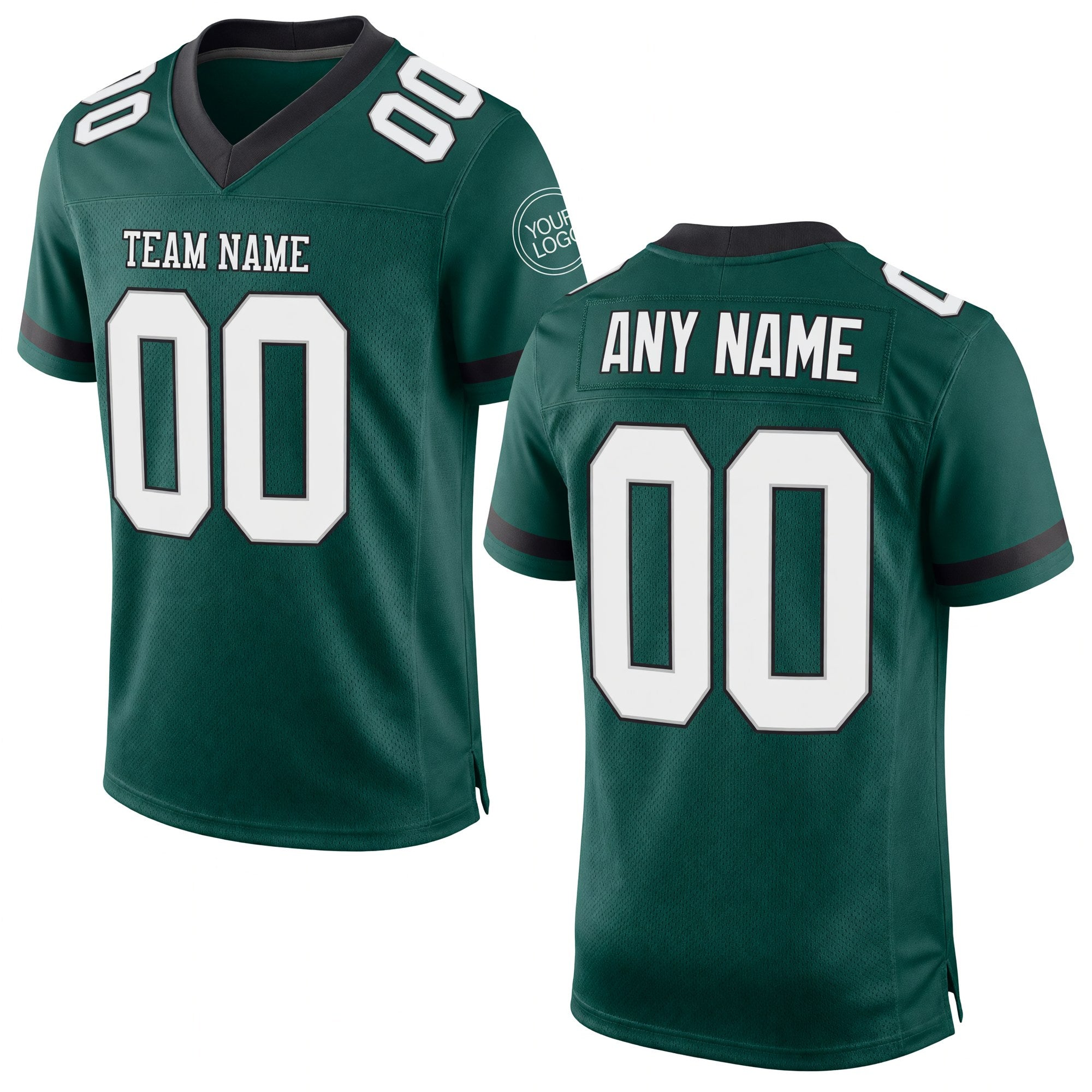 Custom Midnight Green White Gray-Black Mesh Authentic Football Jersey