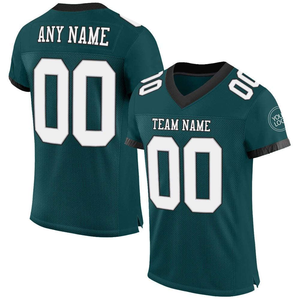Custom Midnight Green White Gray-Black Mesh Authentic Football Jersey photo 1