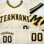 Custom Cream Navy-Gold Baseball Jersey detail