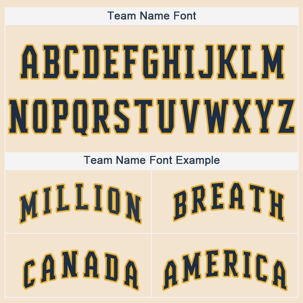 Custom Cream Navy-Gold Baseball Jersey photo 4