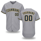 Custom Gray Navy-Gold Baseball Jersey
