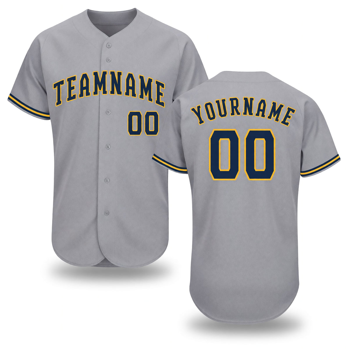 Custom Gray Navy-Gold Baseball Jersey