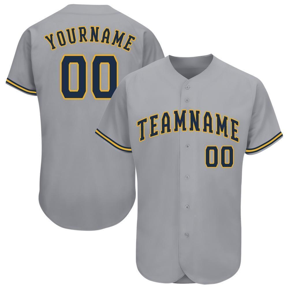 custom gray navy gold baseball jersey milwaukeem0043