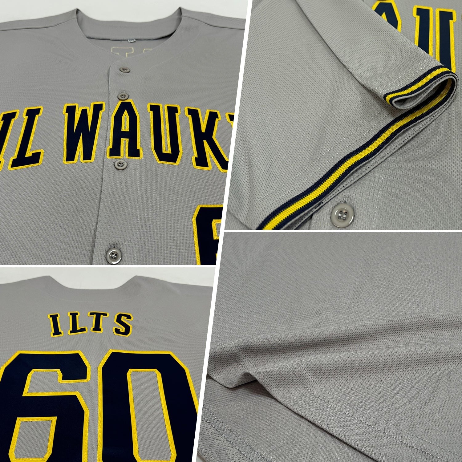 Custom Gray Navy-Gold Baseball Jersey photo 1