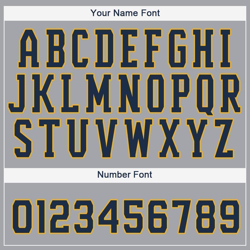 Custom Gray Navy-Gold Baseball Jersey photo 2