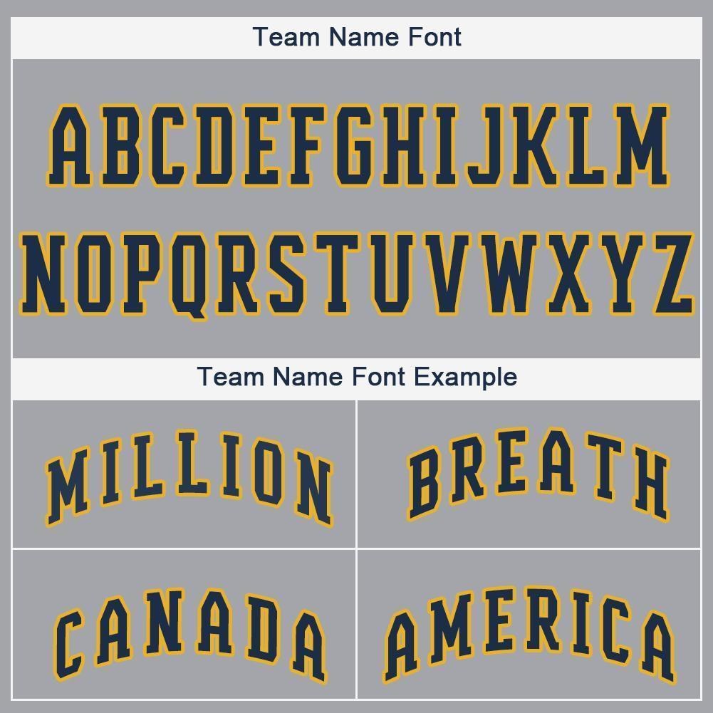 Custom Gray Navy-Gold Baseball Jersey photo 3