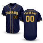 Custom Navy Gold Baseball Jersey