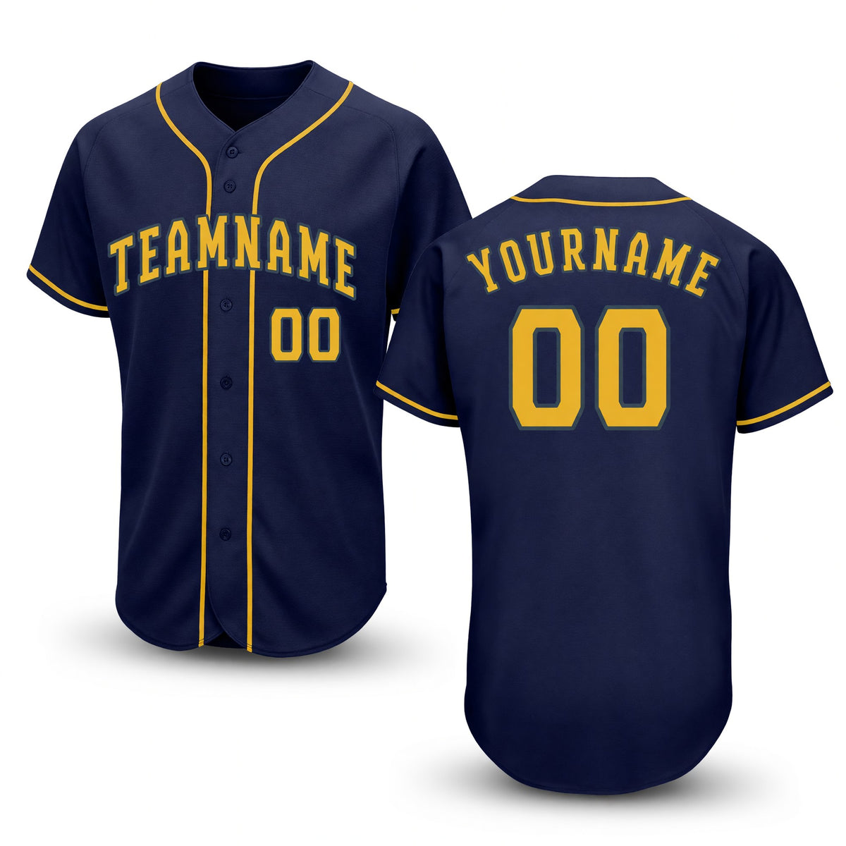 Custom Navy Gold Baseball Jersey