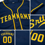 Custom Navy Gold Baseball Jersey detail
