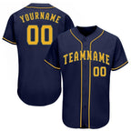 Custom Navy Gold Baseball Jersey photo 1
