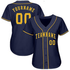 Custom Navy Gold Baseball Jersey photo 2