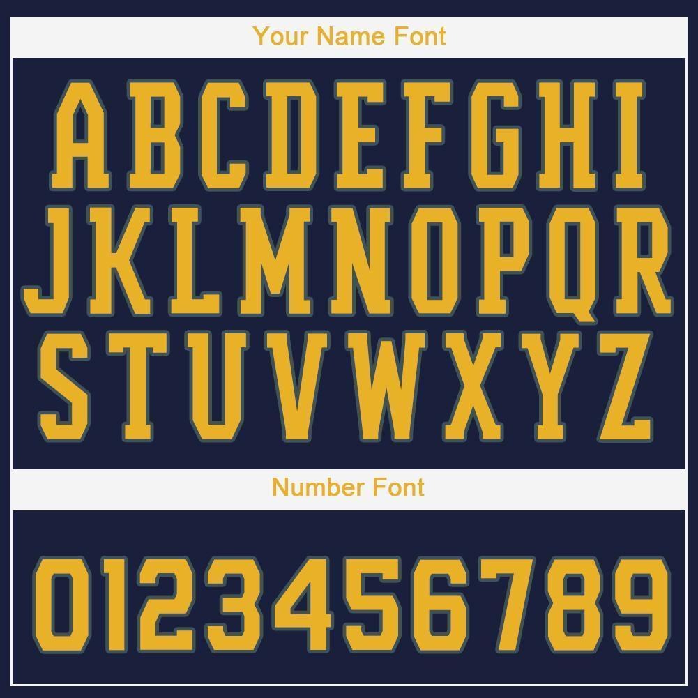 Custom Navy Gold Baseball Jersey photo 3