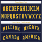 Custom Navy Gold Baseball Jersey photo 4