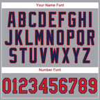 Custom Gray Red-Navy Baseball Jersey photo 3