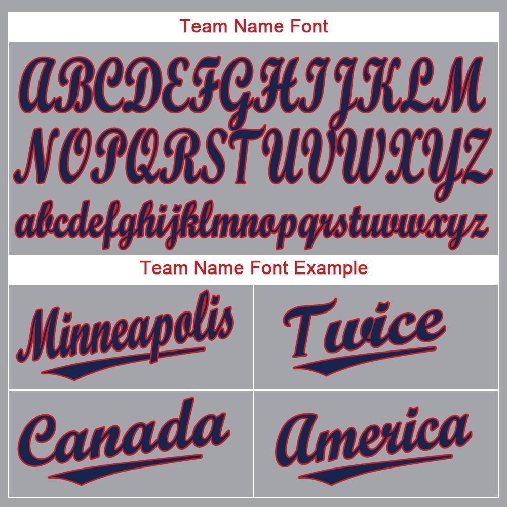 Custom Gray Red-Navy Baseball Jersey photo 4