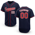 Custom Navy Red-White Baseball Jersey