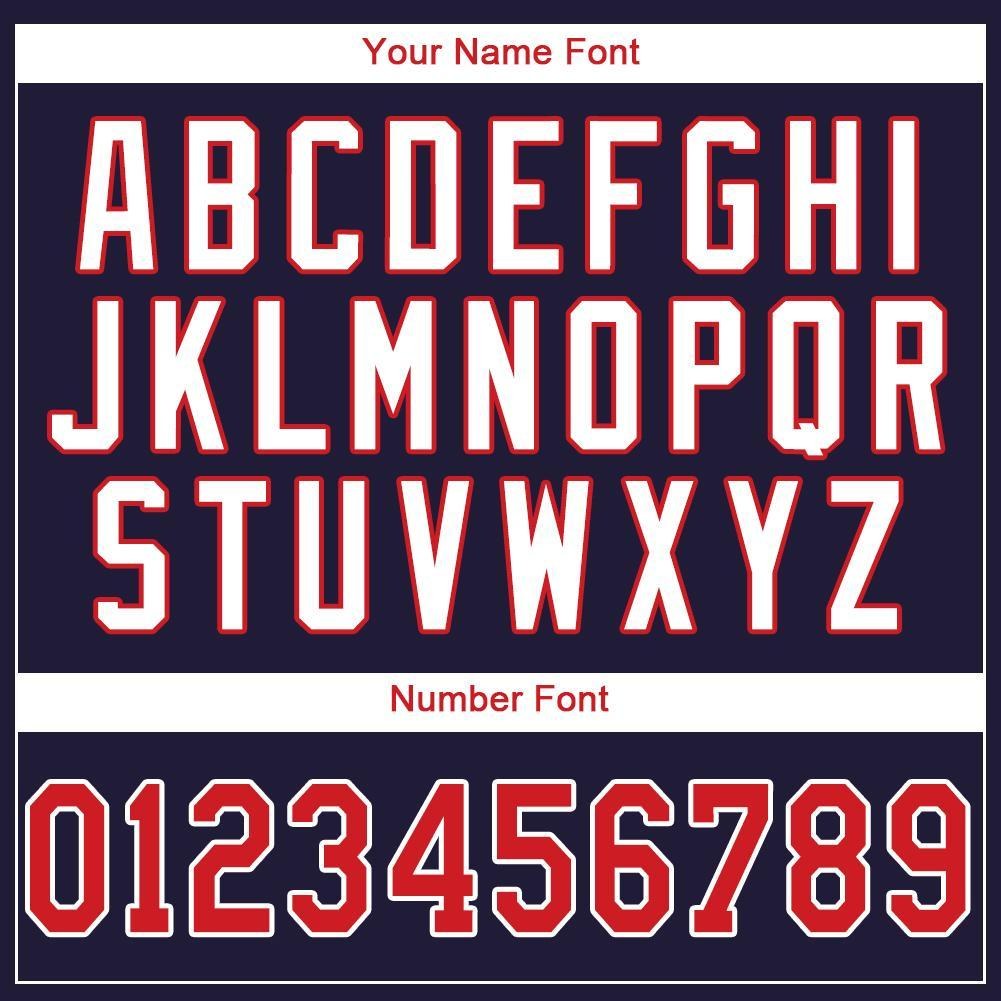 Custom Navy Red-White Baseball Jersey photo 4
