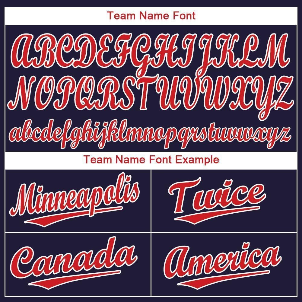 Custom Navy Red-White Baseball Jersey photo 5