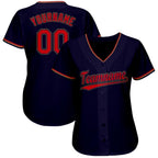 Custom Navy Red-Old Gold Baseball Jersey photo 2