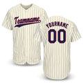 Custom Cream Navy Pinstripe Navy-Red Baseball Jersey