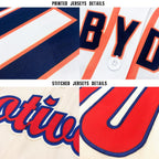 Custom Cream Navy Pinstripe Navy-Red Baseball Jersey photo 7