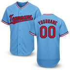 Custom Light Blue Red-Navy Baseball Jersey